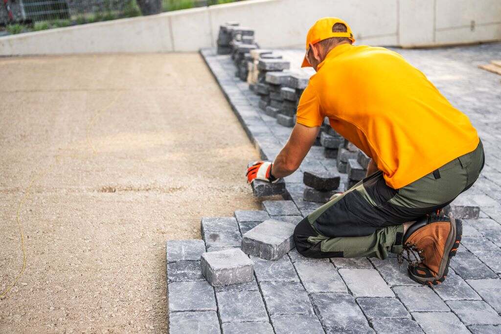 working on concrete patio